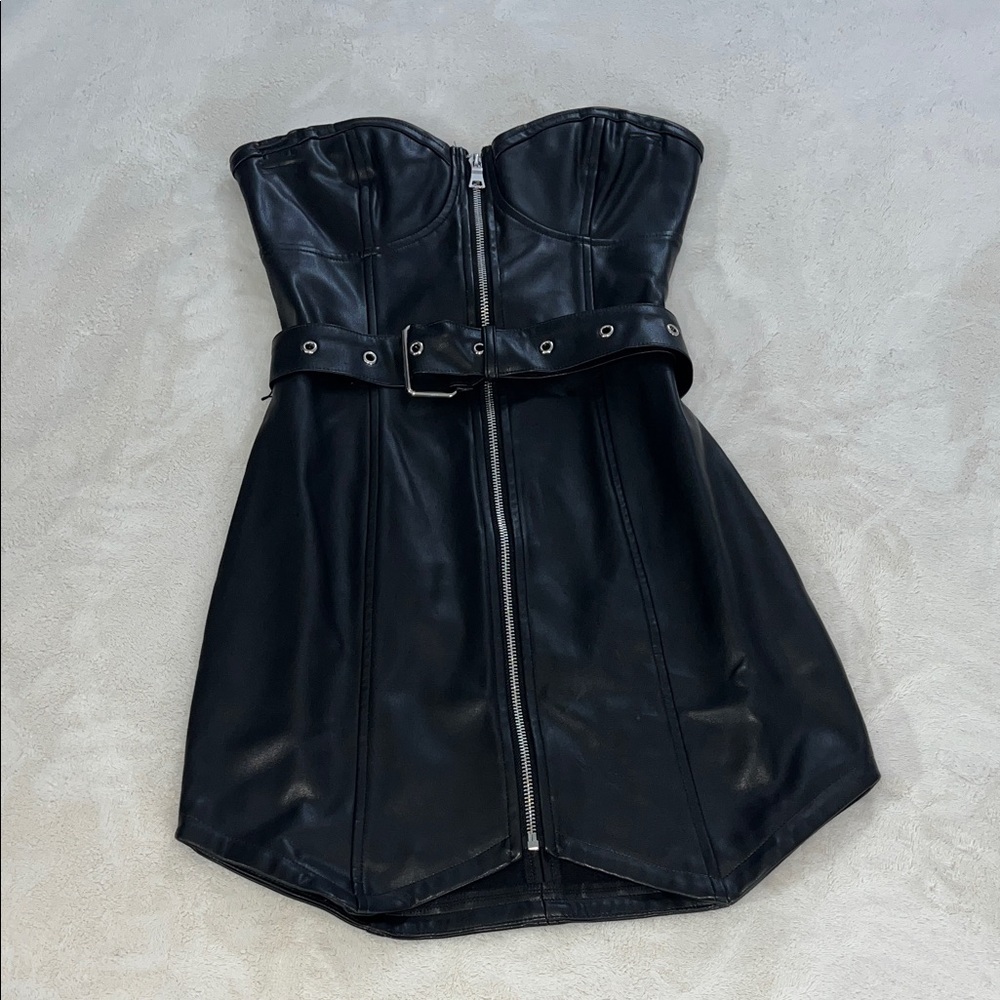 Tiger Mist Black Strapless Dress with Belt